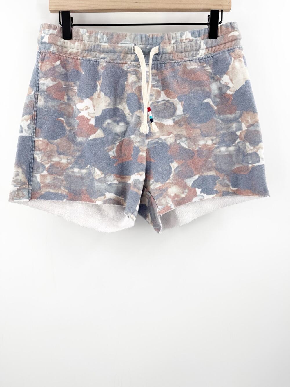 Sol Angeles Pajama Shorts Women’s Large NWT Blue Watercolor Camo Fleece Lounge